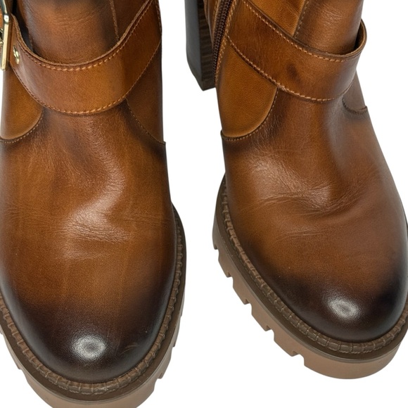 PIKOLINOS Cuero Lug Sole Block Heel Leather Boots Size 40 - Picture 5 of 14